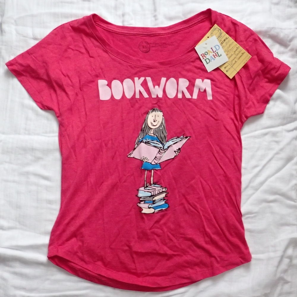 Out of Print Bookworm Pink Top XS - NWT